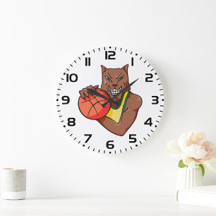Grande Horloge Ronde Loup de basket-ball