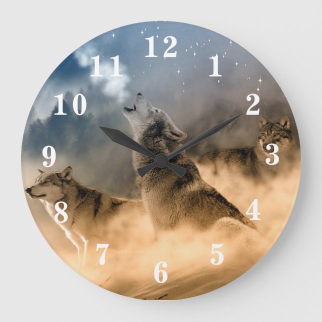 Grande Horloge Ronde Loup d'hurlement (Recto)