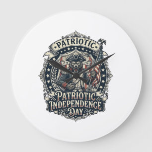 Grande Horloge Ronde Loup-garou patriotique Patriote Horreur Monstre Pa