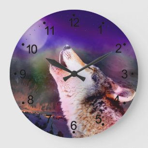 Grande Horloge Ronde Loup la nuit
