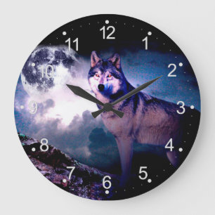 Grande Horloge Ronde Loup lunaire