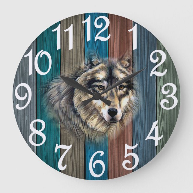 Grande Horloge Ronde Loup rustique (Recto)