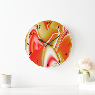 Grande Horloge Ronde Love and Gold Abstrait 3D Rainbowart