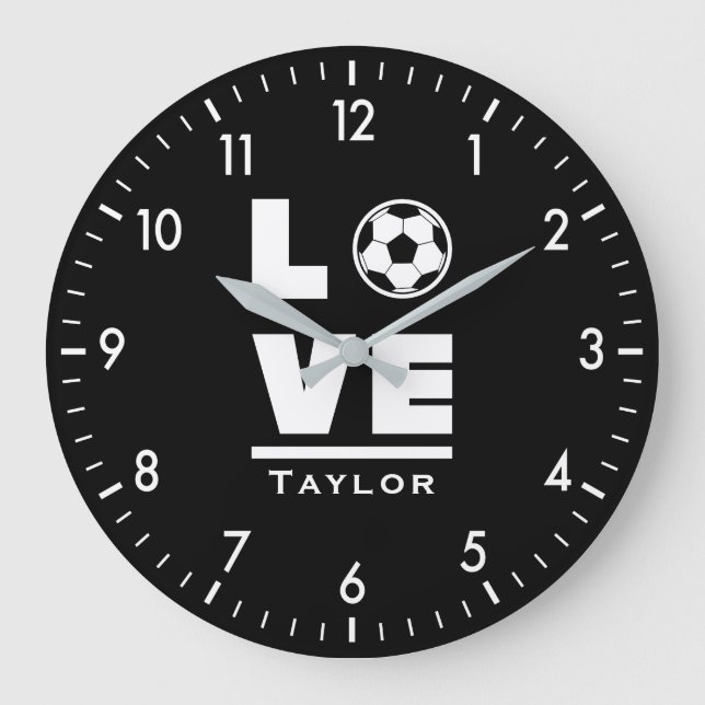 Grande Horloge Ronde Love And Live Soccer Football Sports Fan (Recto)