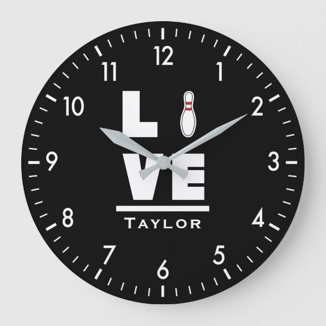 Grande Horloge Ronde Love And Live Tenpin Bowling Bowler Sports Fan (Recto)