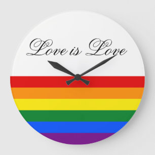 Grande Horloge Ronde Love Equality Rainbow Flag LGBT Lesbian Gay Pride