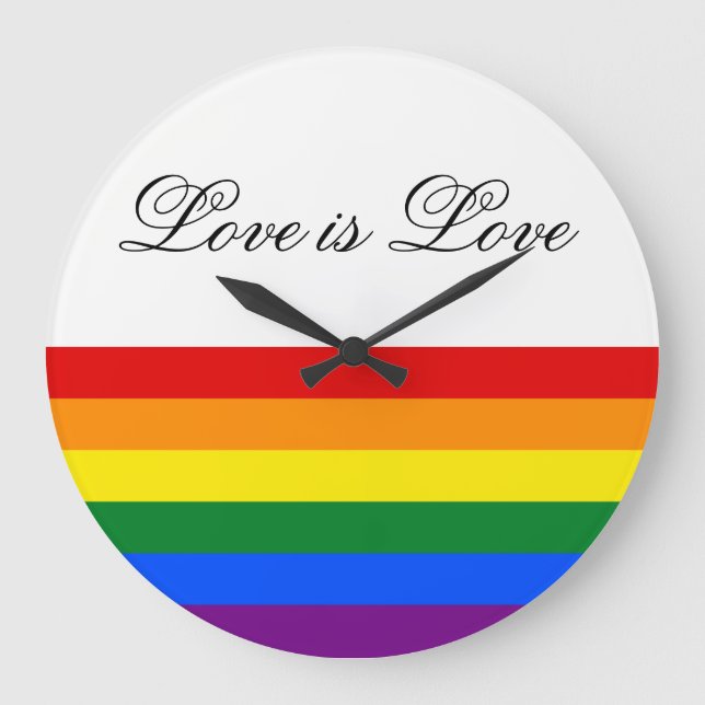 Grande Horloge Ronde Love Equality Rainbow Flag LGBT Lesbian Gay Pride (Recto)