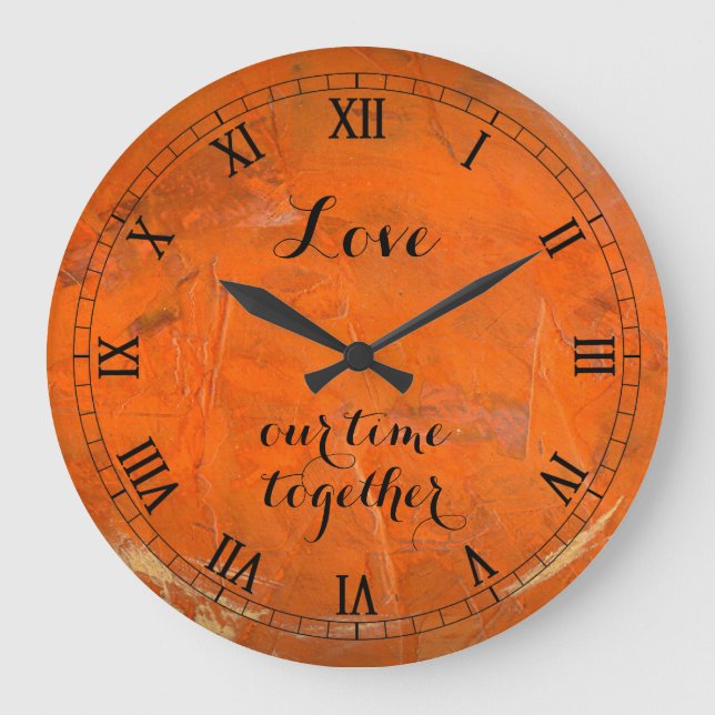Grande Horloge Ronde Love Galé Terracotta Wallclock 2 Numéros romains (Recto)