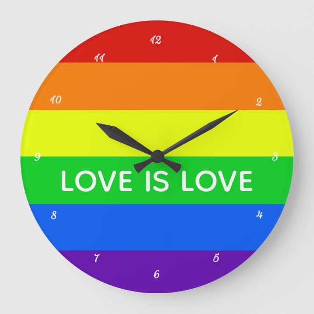 Grande Horloge Ronde Love is Love Gay Pride LGBTQ Beautiful (Recto)