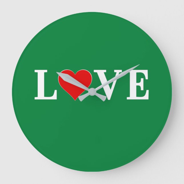 Grande Horloge Ronde LOVE Lime Vert Moderne (Recto)
