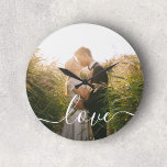Grande Horloge Ronde Love Modern Photo simple<br><div class="desc">Ajoutez votre photo.</div>