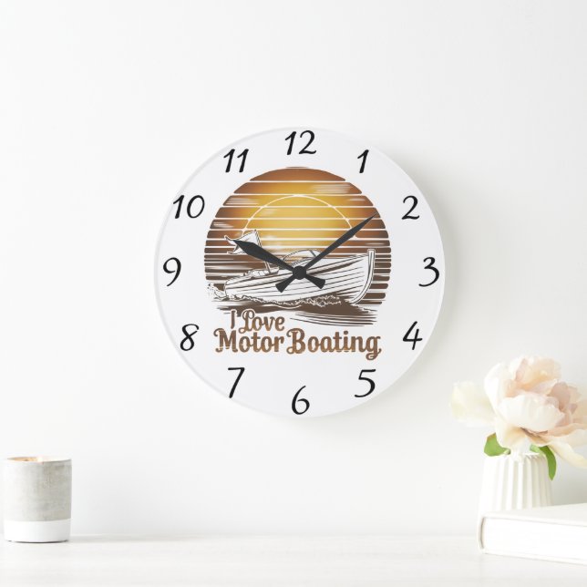 Grande Horloge Ronde Love Motor Boating : Un bateau d'affection (Maison)