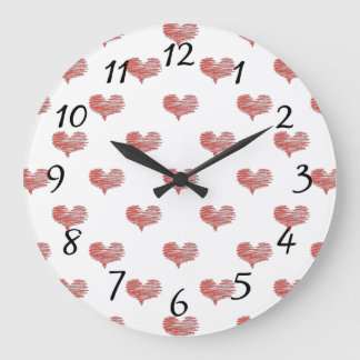 Grande Horloge Ronde Love Valentine's Day Red Heart Sketch