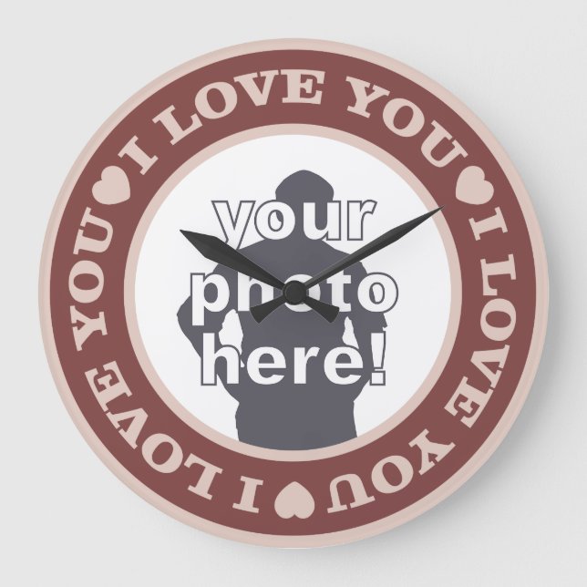 Grande Horloge Ronde LOVE with YOUR PHOTO custom wall clock (Recto)