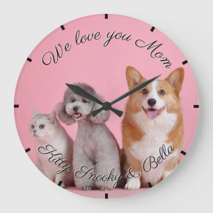Grande Horloge Ronde Love You Maman Pet Acrylic Wall Clock