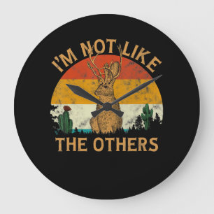 Grande Horloge Ronde Lover style Sunset Cactus Jackalope   Rabbit