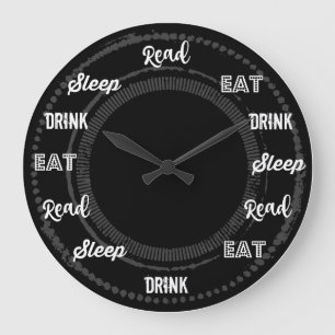 Grande Horloge Ronde Lu mangez la répétition de sommeil de boissons