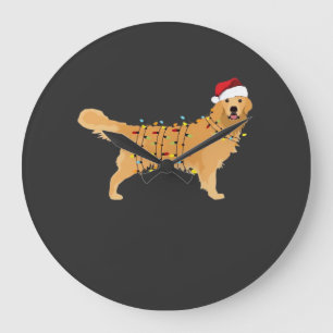 Grande Horloge Ronde Lumière de Noël de vacances de Retriever doré Esse
