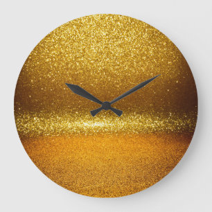 Grande Horloge Ronde Lumières parties scintillant or, texture vintage d