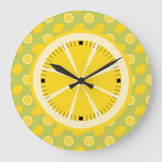 Grande Horloge Ronde Lumineux citrons et tranches jaunes (Recto)