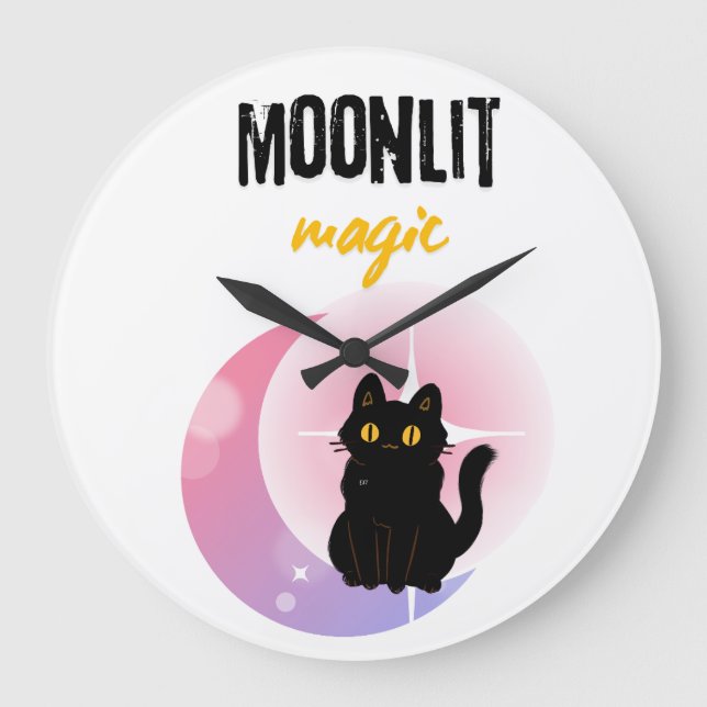 Grande Horloge Ronde Lune & Chat Noir (Recto)