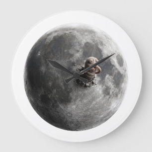 Grande Horloge Ronde Lune Ver Surrealiste Pleine Lune Art Spatial