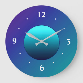 Grande Horloge Ronde Lune verte aqua simpliste