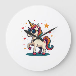 Grande Horloge Ronde Lunettes de soleil arc-en-ciel de licorne Dabbing