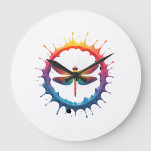 Grande Horloge Ronde Lunettes de soleil Cool Graphic Tie Dye Dragonfly