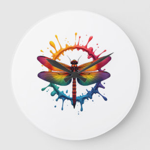 Grande Horloge Ronde Lunettes de soleil Cool Graphic Tie Dye Libellule 