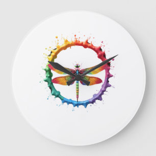Grande Horloge Ronde Lunettes de soleil Cool Graphic Tie Dye Libellule 