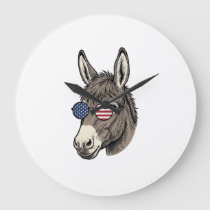 Grande Horloge Ronde Lunettes de soleil d'âne patriotique Design de T-s