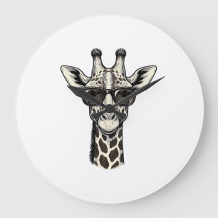 Grande Horloge Ronde Lunettes de soleil de girafe cool T-shirt à gravur