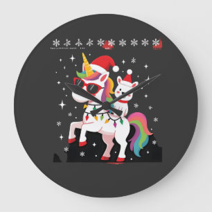 Grande Horloge Ronde Lunettes de soleil Poodle Licorne de Noël T-Shir P