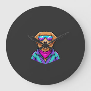Grande Horloge Ronde Lunettes de soleil pour chien mignon Art néon rétr