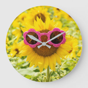 Grande Horloge Ronde Lunettes De Soleil Sur Tournesol