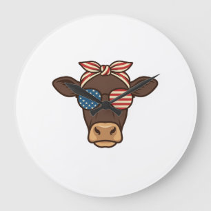 Grande Horloge Ronde Lunettes de soleil tête de vache patriotique desig