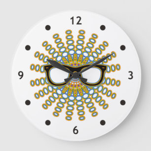 Grande Horloge Ronde Lunettes Nerd ensoleillées + votre backgr. & idées