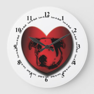 Grande Horloge Ronde Luv-A-Bull American Bulldog Pit Bull Heart