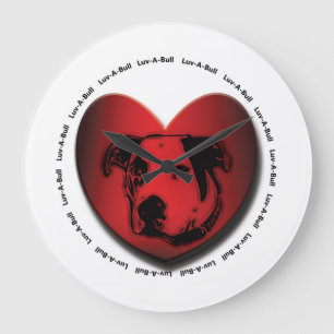 Grande Horloge Ronde Luv-A-Bull American Bulldog Pit Bull Heart