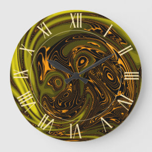 Grande Horloge Ronde Luxe Elégant Dragon Dragon Horse Abstrait