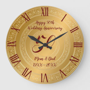 Grande Horloge Ronde Luxe Happy Gold 50e Anniversaire