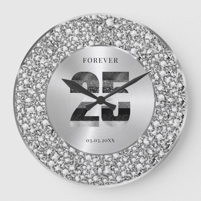 Grande Horloge Ronde Luxury Silver 25th Anniversary Black & Gray Glitte (Recto)