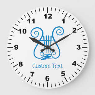 Grande Horloge Ronde Lyre Bleue