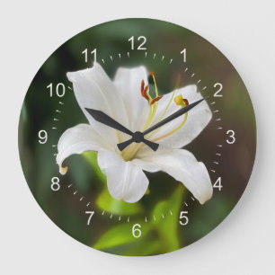 Grande Horloge Ronde Lys blanc crépusculaire