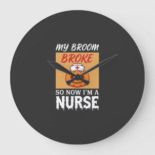 Grande Horloge Ronde Ma Sorcière Broom a C cassé Nurse Halloween