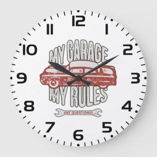 Grande Horloge Ronde Ma voiture rouge classique rétro mécanicien Règles