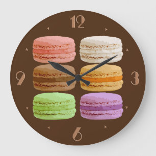 Grande Horloge Ronde Macarons français - pastels multicolores
