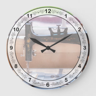 Grande Horloge Ronde Machine à coudre - Un point à temps
