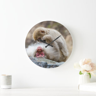 Grande Horloge Ronde Macque Monkey, Japonaise Animal Photographie
